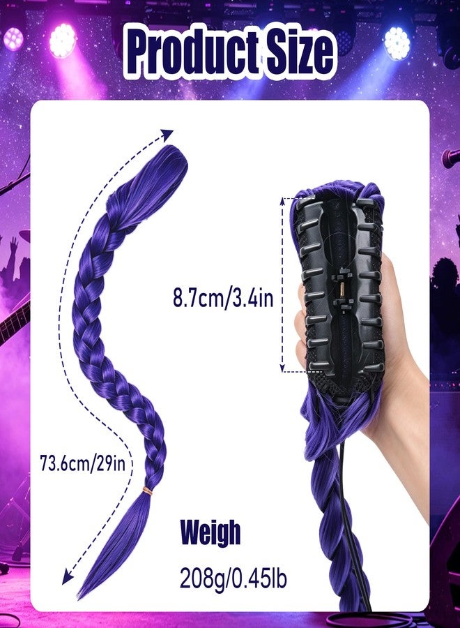 MORTICIA Long Purple Braided Ponytail Hair Accessory, 29 in Clip-On Braid for Cosplay, Halloween, Comic Con, Party - Image 2