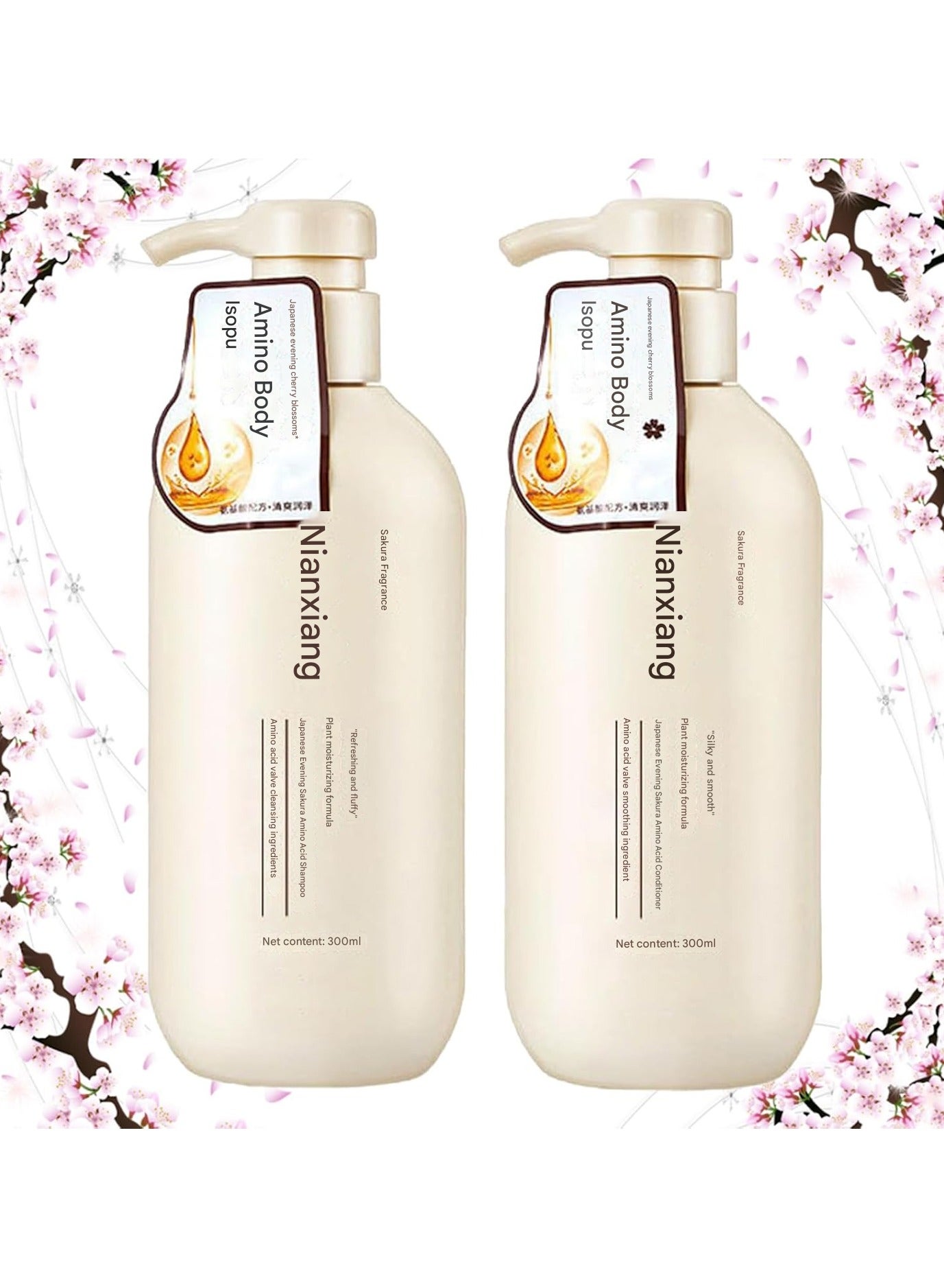 Sakura Japanese Shampoo, Shampoo Conditioner Japanese and shower gel,Prevent hair loss and repair dry and damaged hair, Thick and Smooth Hair, for All Hair Type