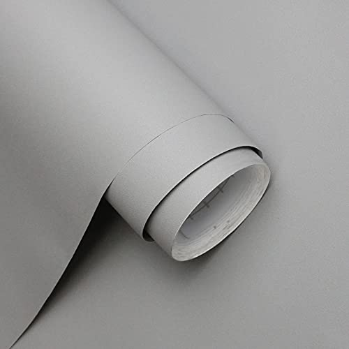 Homease Solid Light Gray Wallpaper 24 x 196 inch Thick Matte Light Gray Contact Paper Decorative Peel and Stick Wallpaper for Shelf Liner Cabinet Table Door Waterproof Vinyl Self Adhesive PVC Film - Image 1