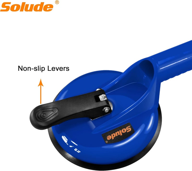 SOLUDE 2 Pack Heavy Duty Vacuum Handle Suction Cups - Aluminium Glass Holder for Lifting Large Windows/Tiles/Mirrors/Granite/Floor Gap Fixer & Windshield Removal Tool, Blue - Image 4