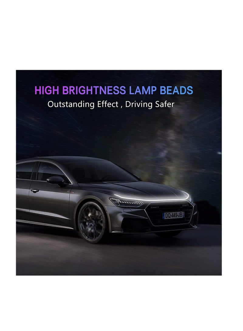 MUNTAQI 71-inch Car Hood Light Strip, Dynamic Car LED Strip Light, Exterior Flexible Daytime Running Light Strip For Car, Truck, SUV (White Light) - Image 2