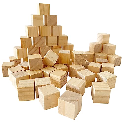 MUXGOA Unfinished Wooden CubesPack of 50 Wood Blocks for Crafting1 Inch Wood Square Blocks for Crafts Making  DIY Projects  Decor