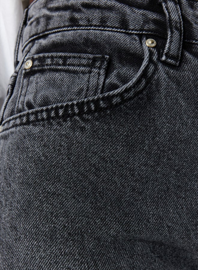 trendyol Anthracite High Waist Wide Leg Jeans - Image 5