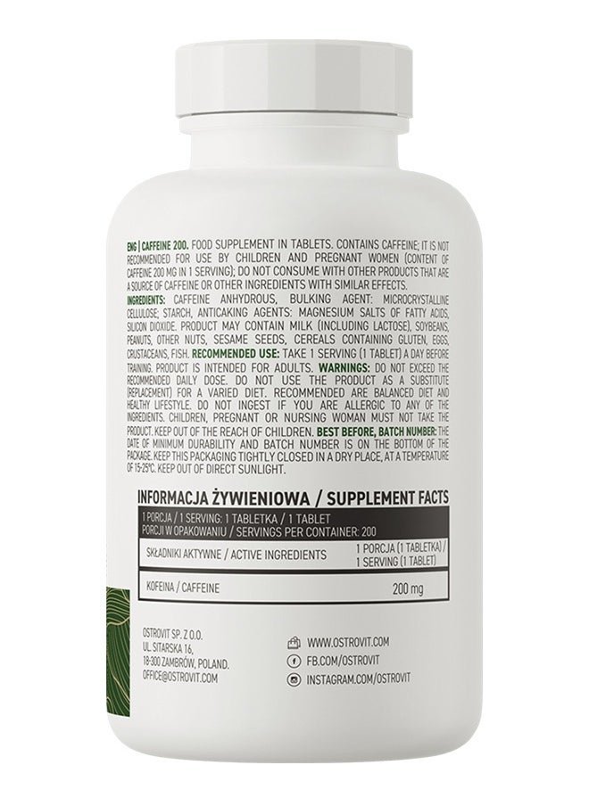 OstroVit - Caffeine 200 mg  200 Tablets - Boost Your Energy and Focus - Image 1
