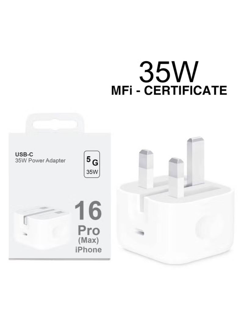 Genuine 35W USB Type C PD UK Power Adapter Plug For iPhone 15/17/16 pro/max, for Samsung for Andriod fast charger  - Image 1