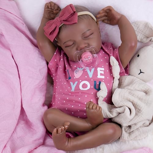 Milidool Reborn Baby Dolls Black Girl 18inch Realistic Baby Dolls Lifelike Soft Vinyl Black American Doll Nice Gift for Kids PreParents GrandParents Doll Collectors - Image 1