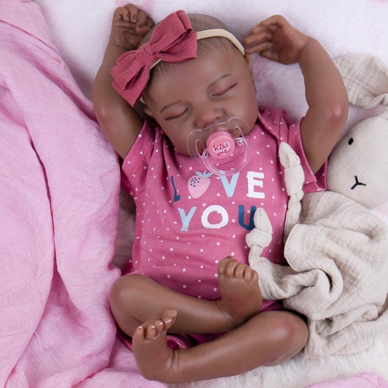 Milidool Reborn Baby Dolls Black Girl 18inch Realistic Baby Dolls Lifelike Soft Vinyl Black American Doll Nice Gift for Kids PreParents GrandParents Doll Collectors - Image 3