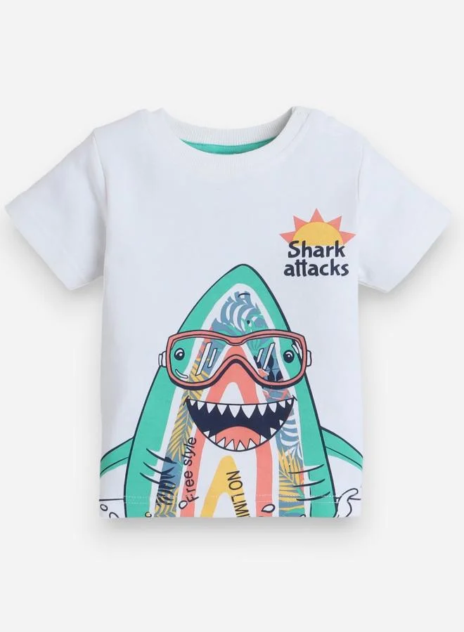 فكتور اند جين Victor And Jane Boys Cute Shark Graphic T-Shirt and Shorts Set