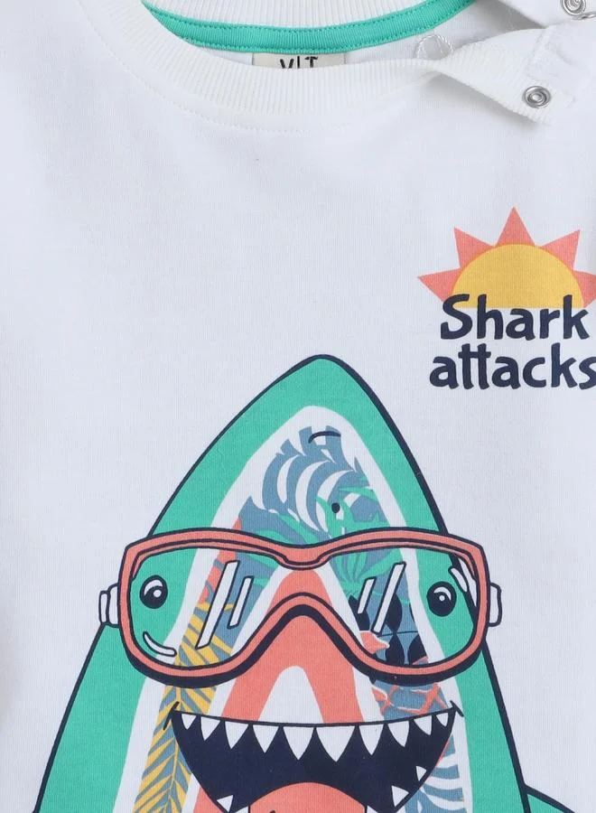 victor and jane Victor And Jane Boys Cute Shark Graphic T-Shirt and Shorts Set