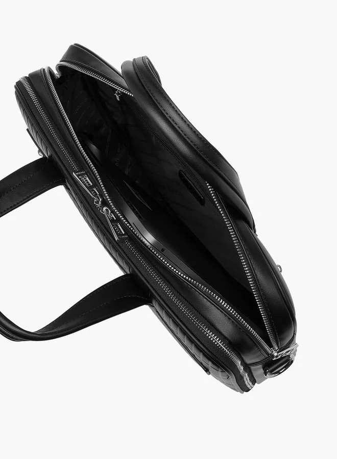 DUCHINI Men's Panelled Laptop Bag with Handles and Detachable Strap