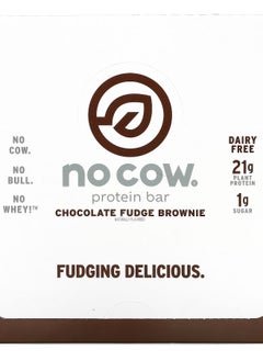 No Cow Protein Bar Chocolate Fudge Brownie 12 Bars 2.12 oz (60 g) Each 