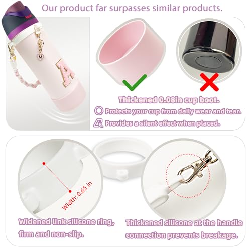 SITKOL Silicone Boot Cute Monogram Set Compatible with Owala Water Bottle 32 oz - Perfect Letter Owala Accessories for Owala Tumbler, Owala Free Sip, Pink Owala, Black Owala, owala coffee tumbler (Pink, R) - Image 3