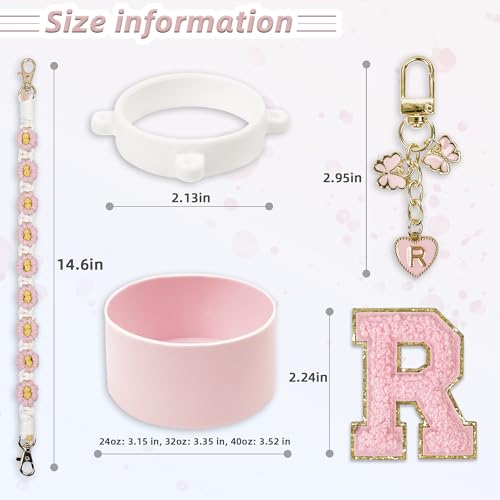 SITKOL Silicone Boot Cute Monogram Set Compatible with Owala Water Bottle 32 oz - Perfect Letter Owala Accessories for Owala Tumbler, Owala Free Sip, Pink Owala, Black Owala, owala coffee tumbler (Pink, R) - Image 5
