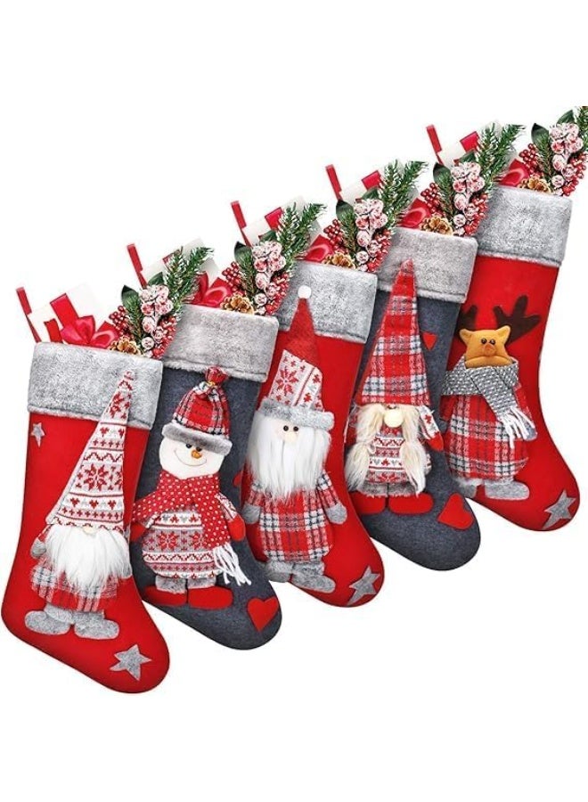 شراب احتفالي طويل بتصاميم شخصيات شتوية مبهجة جورب ديكور قماشي فاخر لتعليق الهدايا وتزيين المنزل والأركان FO - Image 5