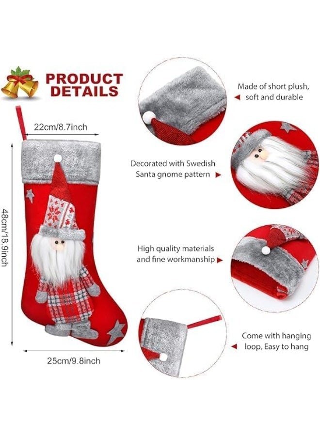 شراب احتفالي طويل بتصاميم شخصيات شتوية مبهجة جورب ديكور قماشي فاخر لتعليق الهدايا وتزيين المنزل والأركان FO - Image 4