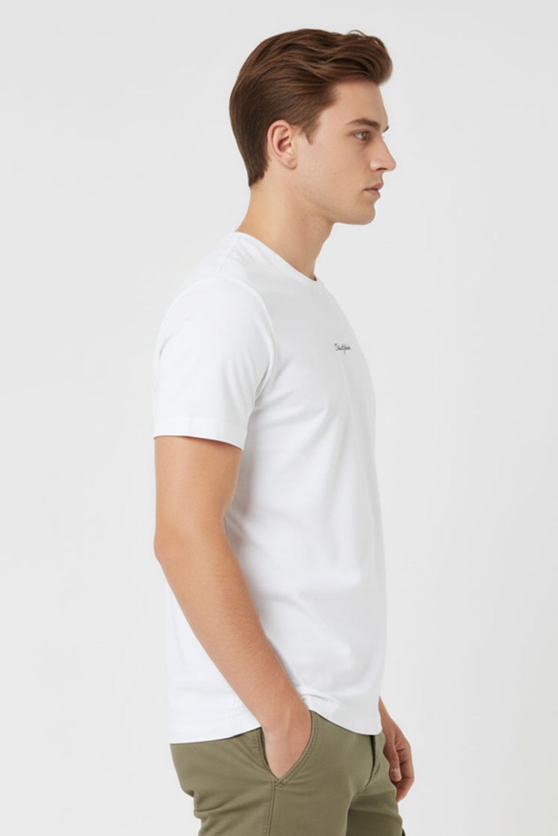 Dolce & Gabbana تي شيرت رجالي بأكمام قصيرة وياقة دائرية بشعار العلامة التجارية، أبيض - Image 4