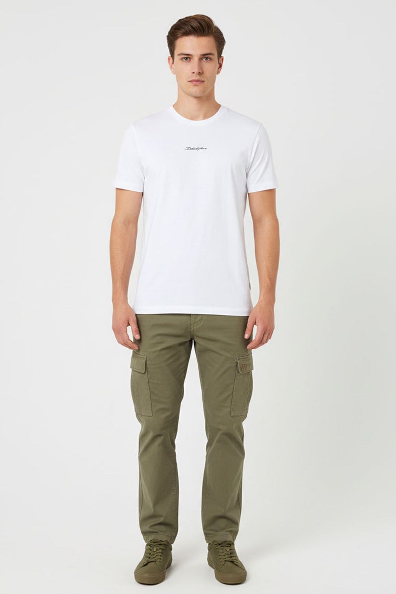 Dolce & Gabbana تي شيرت رجالي بأكمام قصيرة وياقة دائرية بشعار العلامة التجارية، أبيض - Image 1