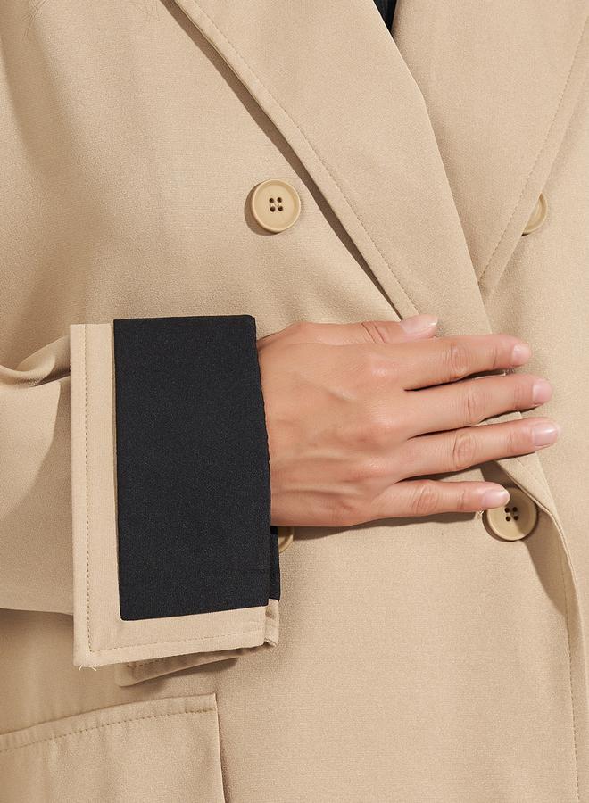 ستايلي معطف ميدي ترنش فضفاض بصفين أزرار - Image 4