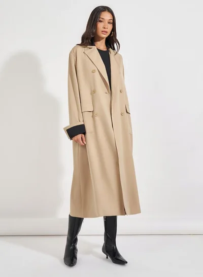 Styli Oversized Midi Length Double Breasted Trench Coat