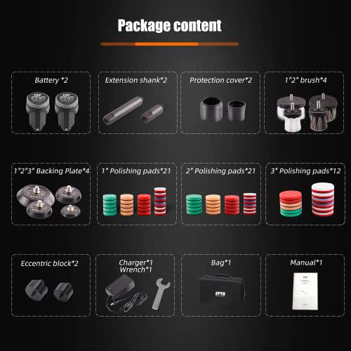 SPTA Cordless Mini Polisher, 12V Cordless Multi Polisher, Micro Cordless Scratches Killer Car Polisher RO/DA Mini Auto Machine Sets With Polishing Pad And Wool Pads for polishing, Sanding and Cleaning - Image 3