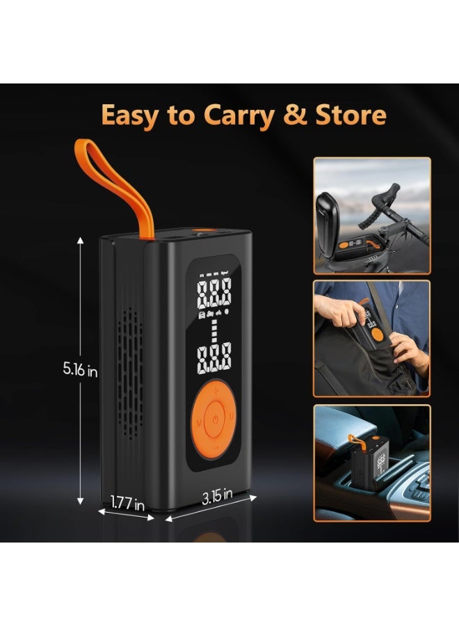 Cordless Car Tire Inflator Portable Air Compressor, 150PSI with Auto Stop & LCD Display, 4000mAh Power Bank for Car Tires, Bicycle, Motorcycle, Basketball, Emergency SOS Light - Image 3