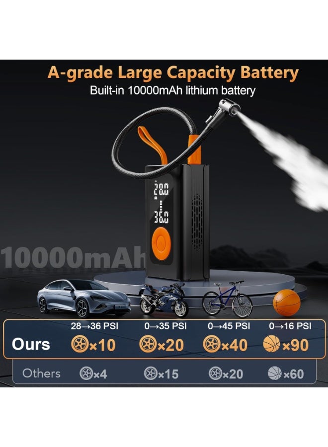 Cordless Car Tire Inflator Portable Air Compressor, 150PSI with Auto Stop & LCD Display, 4000mAh Power Bank for Car Tires, Bicycle, Motorcycle, Basketball, Emergency SOS Light - Image 4