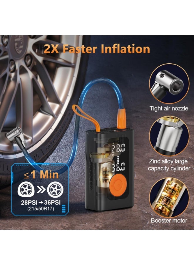 Cordless Car Tire Inflator Portable Air Compressor, 150PSI with Auto Stop & LCD Display, 4000mAh Power Bank for Car Tires, Bicycle, Motorcycle, Basketball, Emergency SOS Light - Image 5