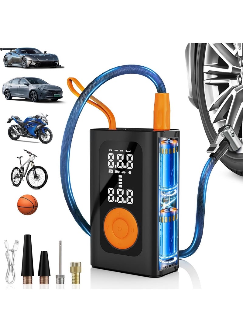 Cordless Car Tire Inflator Portable Air Compressor, 150PSI with Auto Stop & LCD Display, 4000mAh Power Bank for Car Tires, Bicycle, Motorcycle, Basketball, Emergency SOS Light - Image 2
