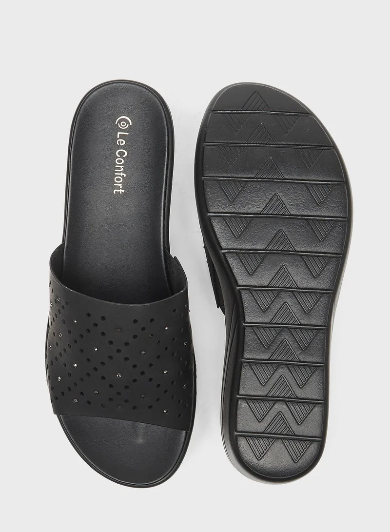لو كونفورت Single Strap Wedge Mid Heel Sandals