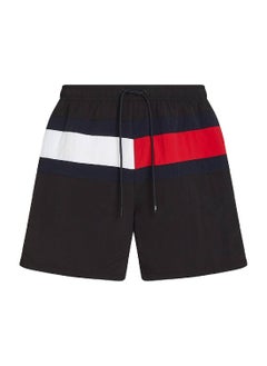 TOMMY HILFIGER Men's Hilfiger Flag Mid Length Swim Shorts - Nylon, Black  - Image 3