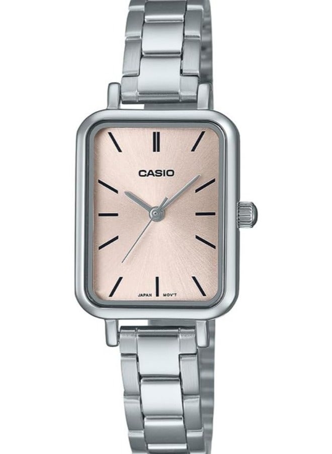 CASIO Casio Women's Watch - LTP-V009D-4EUDF Rose Gold Dial, Silver Band - Image 1
