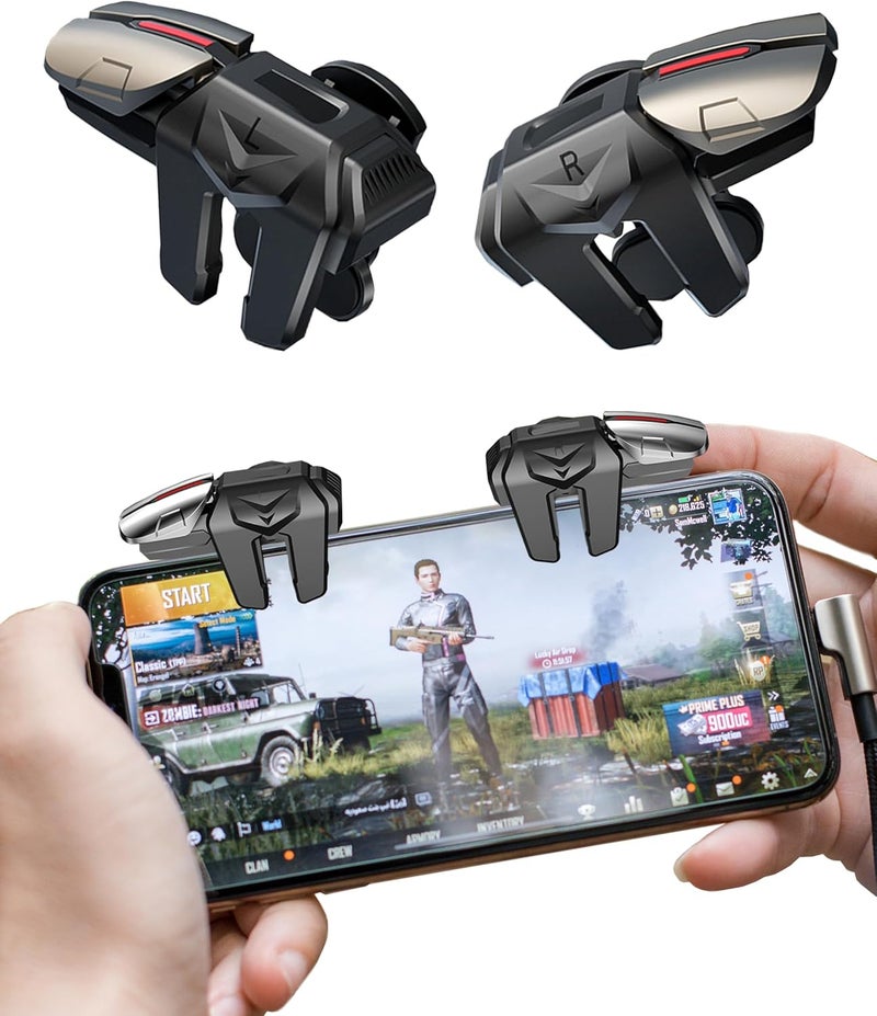 ACEDAYS Mobile Phone Controller for Android & iPhone, 6 Trigger Game Controller Compatible with PUBG Mobile/Knives Out/Call of Duty Mobile, Phone Triggers for Gaming with Sensitive Shoot and Aim - Image 1