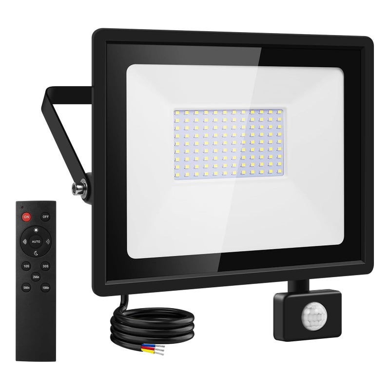 Viugreum Viugreum 100W LED Security Lights with Motion Sensor Outdoor Spotlight Mains Powered with PIR 10000LM 6500K Cool White Outdoor Wall Floodlight IP67 Waterproof Spotlight Remote Control for Garage  - Image 1