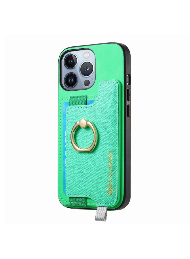 اس-توب جراب هاتف iPhone 16 Pro Retro Magsafe Cross من الجلد مع حامل حلقي وحقيبة بطاقات - Image 2