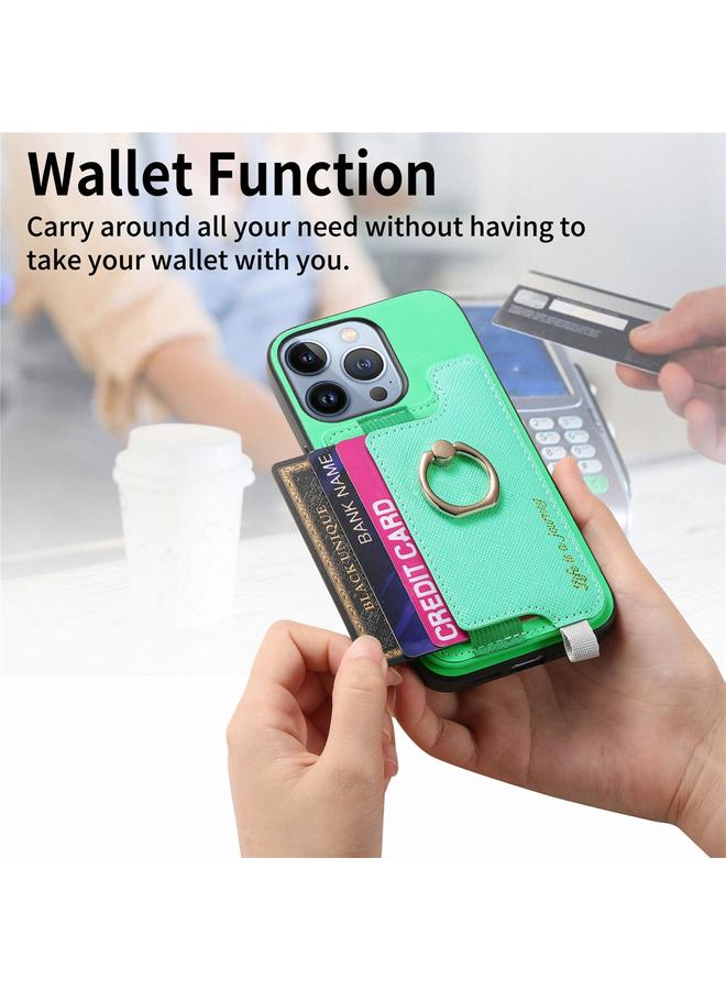 اس-توب جراب هاتف iPhone 16 Pro Retro Magsafe Cross من الجلد مع حامل حلقي وحقيبة بطاقات - Image 4