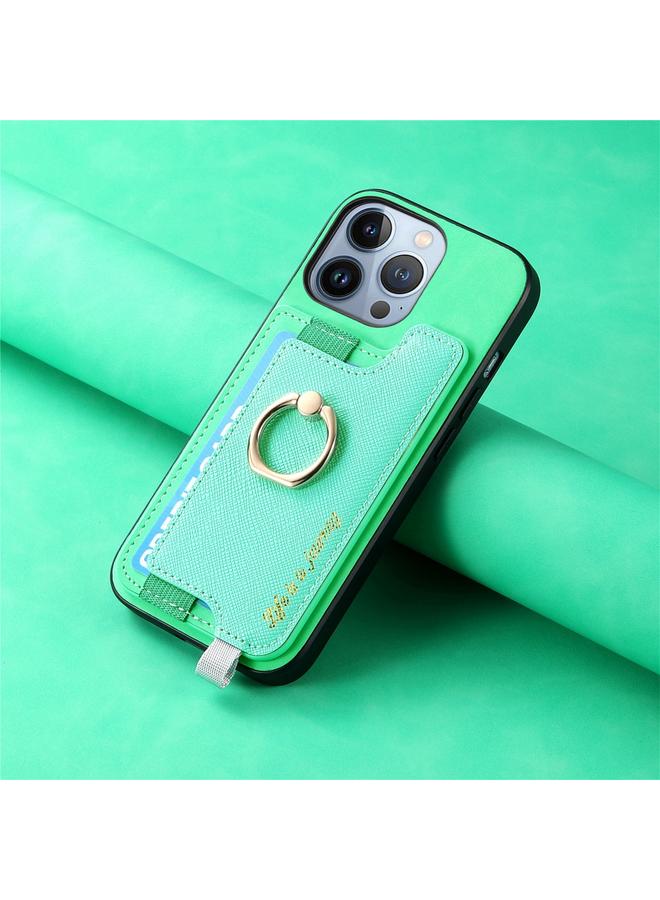 اس-توب جراب هاتف iPhone 16 Pro Retro Magsafe Cross من الجلد مع حامل حلقي وحقيبة بطاقات - Image 5