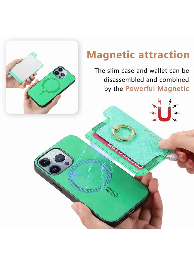 اس-توب جراب هاتف iPhone 16 Pro Retro Magsafe Cross من الجلد مع حامل حلقي وحقيبة بطاقات - Image 3