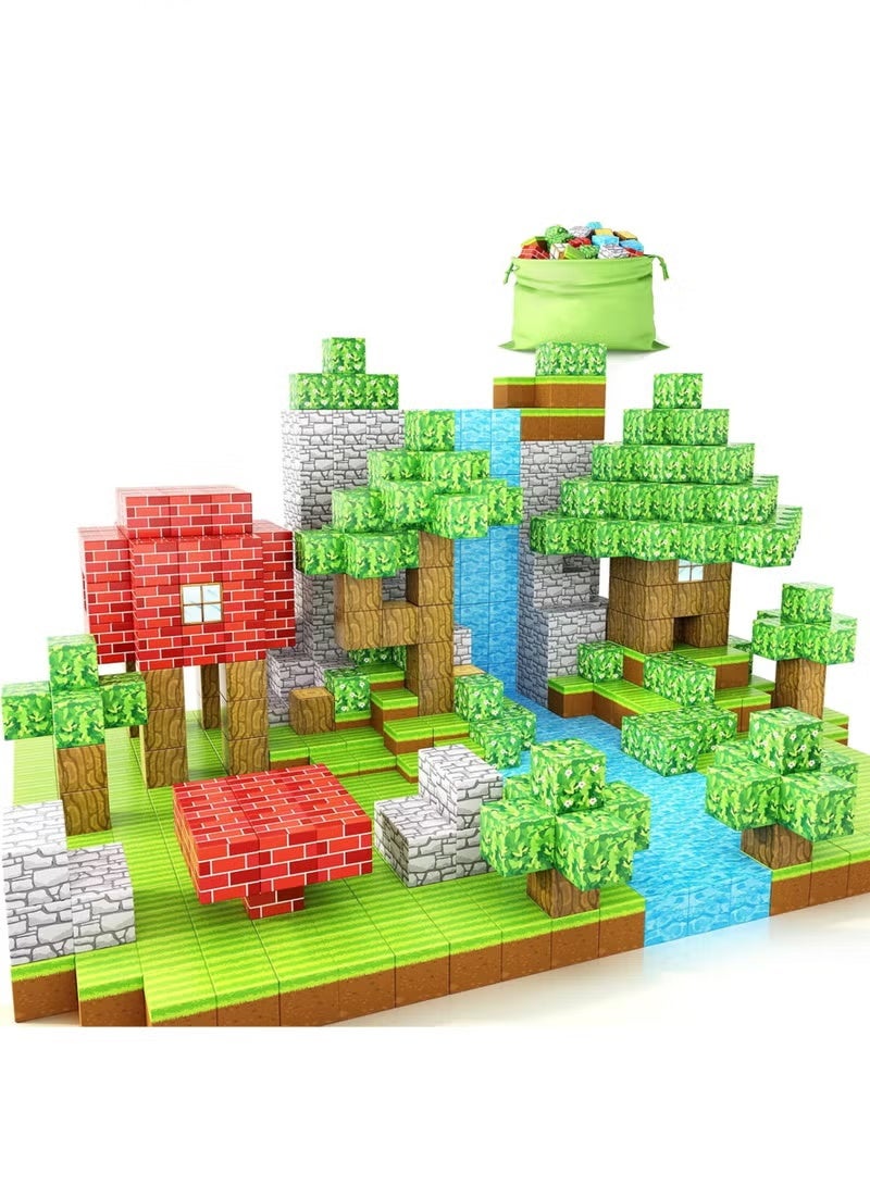 FLYHSO 108PCS High-Strength Magnetic Blocks-Build Mine Magnet World Set for Boys & Girls Age 3-5 6-8, STEM Sensory Toys for Toddlers Gifts for 3+ Years Old Girls Boys,2cm Magnet Cubes Classroom Must Haves Construction Toys - Image 1