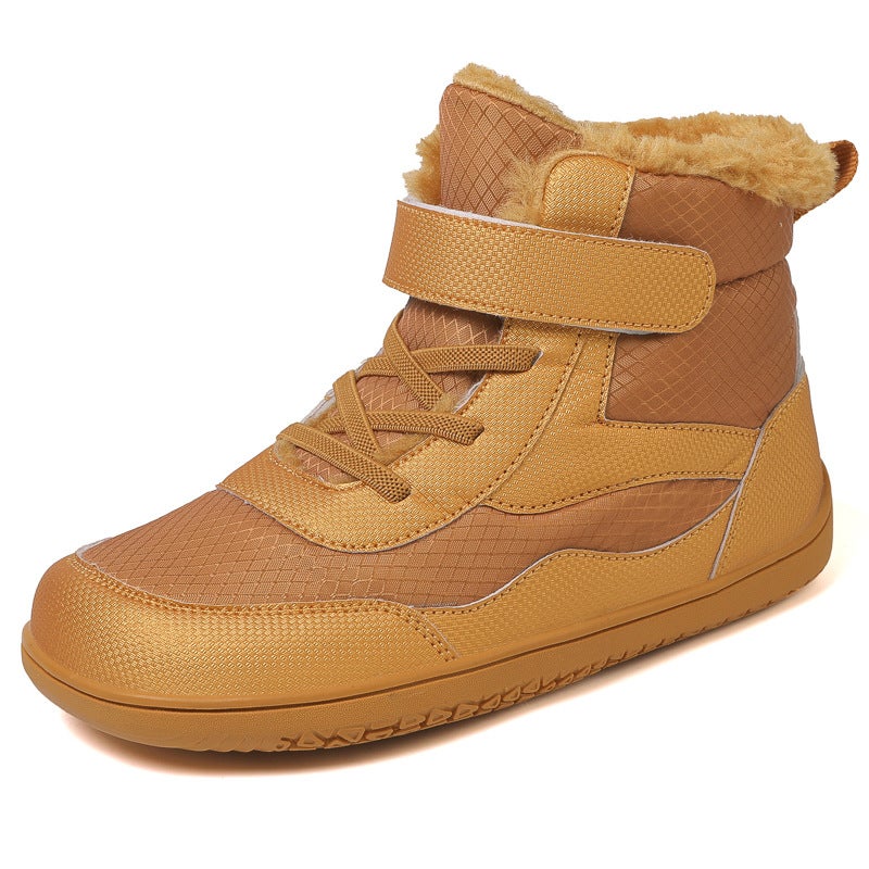 Childrens Cotton Shoes Snowshoes Cross-border Winter Outdoor Barefoot Shoes Mens and Womens Childrens Shoes Waterproof Non-slip fleece-lined Warm Cotton Shoes Brown
