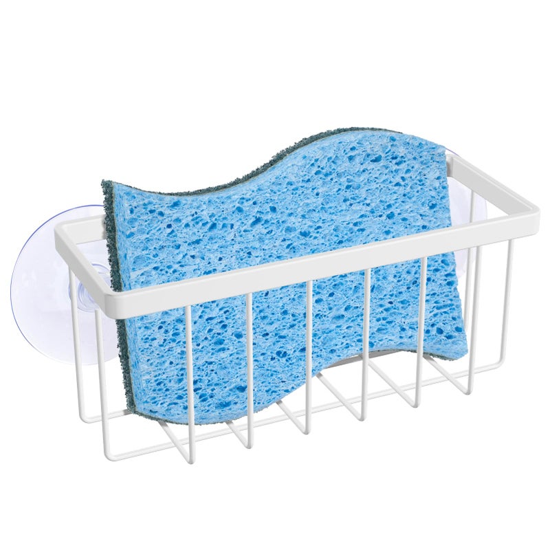 HLOOL Kitchen Sponge Holder,Sponge Holder for Kitchen Sink Suction, Sink Caddy (White) - Image 1