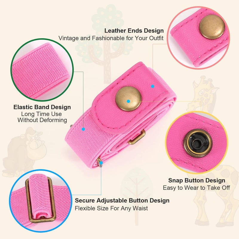 WHIPPY Buckle Free Elastic Kids Toddler Belt, No Buckle Stretch Adjustable Belts for Girls Boys Back to School Supplies - Image 4