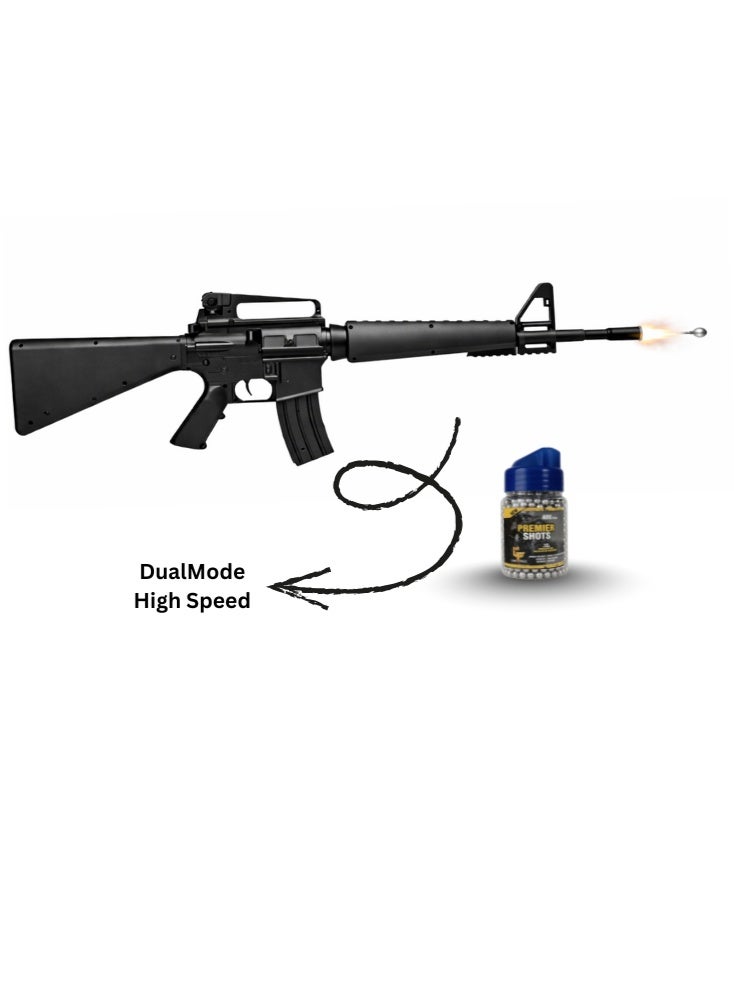 Premium Black Dual Mode BB Toy M4 Rifle with Removable Shoulder Stock, Semi Auto Shooting Action, Includes Magazine and 400 Steel Like BB Ammo Bottle for Target Practice Play - Image 5