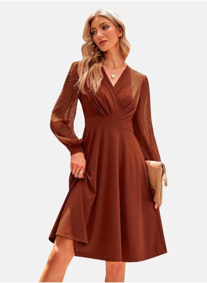 يونيكي Brown Fit & Flare Dress