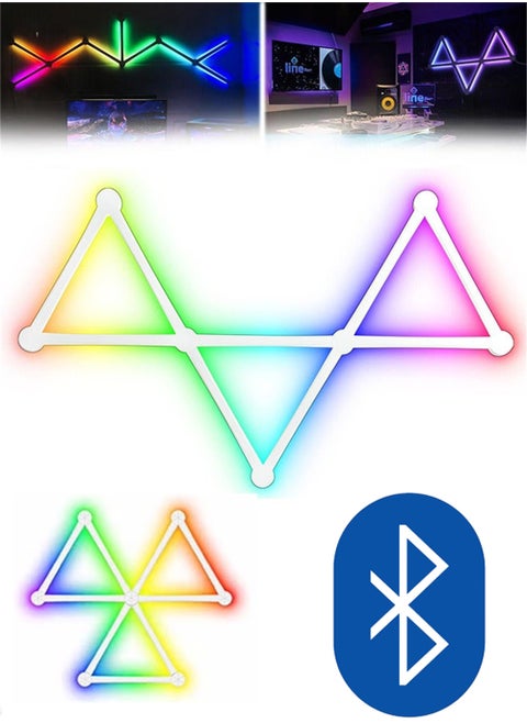 9 LED Light Lines Smart LED Wall Light Lines 16M+ Color LED Dimmable Music Sync Gaming Room Bedroom Led Home Wall Decor Light Bars Kit Work Bluetooth Smart Wall Light Plastic Multicolor 10 x 10 x 10 cm