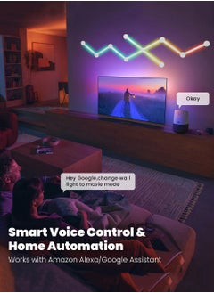 إيزي سو 9 خطوط إضاءة LED خطوط إضاءة حائطية ذكية LED 16M+ لون LED خافت للموسيقى ومزامنة الألعاب وغرفة النوم ومجموعة قضبان إضاءة لتزيين الحائط المنزلي تعمل بالبلوتوث ضوء حائط ذكي بلاستيك متعدد الألوان 10 × 10 × 10 سم  - Image 4