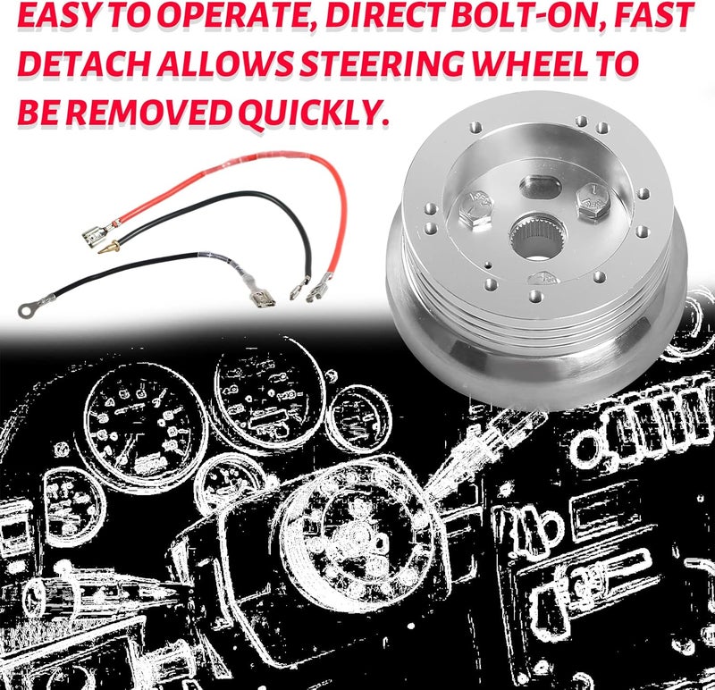 YIUIY 5 & 6 Hole Billet Steering Wheel Hub Adapter for 1969-1994 GM Chevrolet Models - Silver - Image 4