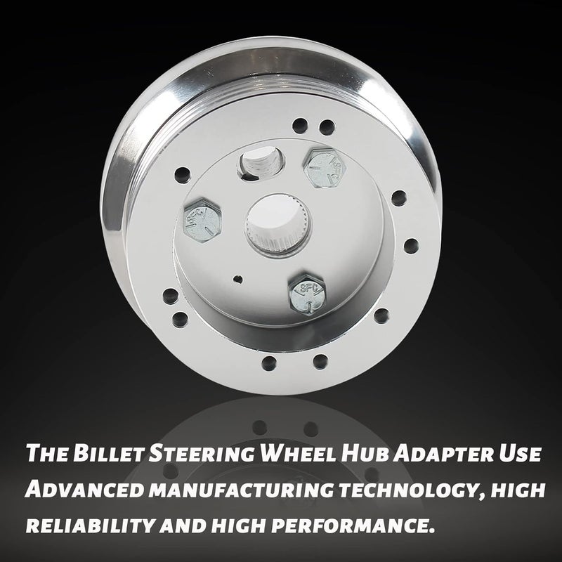 YIUIY 5 & 6 Hole Billet Steering Wheel Hub Adapter for 1969-1994 GM Chevrolet Models - Silver - Image 3