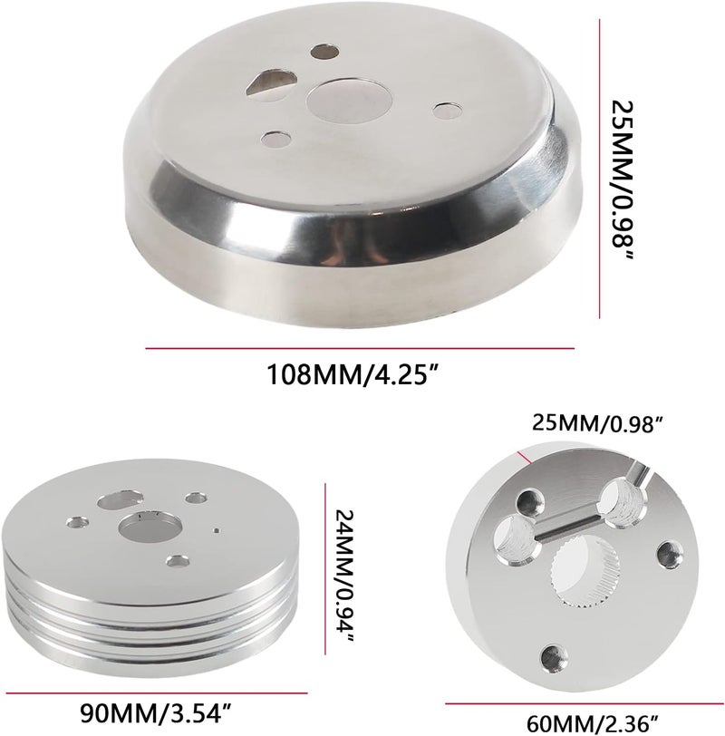 YIUIY 5 & 6 Hole Billet Steering Wheel Hub Adapter for 1969-1994 GM Chevrolet Models - Silver - Image 2
