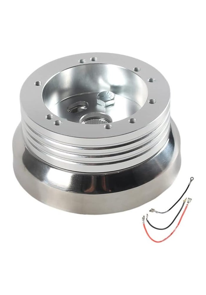 YIUIY 5 & 6 Hole Billet Steering Wheel Hub Adapter for 1969-1994 GM Chevrolet Models - Silver - Image 1