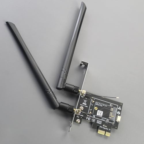 GLOTRENDS WA01 M.2 E Key to PCIe X1 WiFi Bluetooth Adapter for M.2 WiFi 4/5/6/6e/7/Coral TPU Module, with 6-dBi SMA Antenna Kits - Image 2